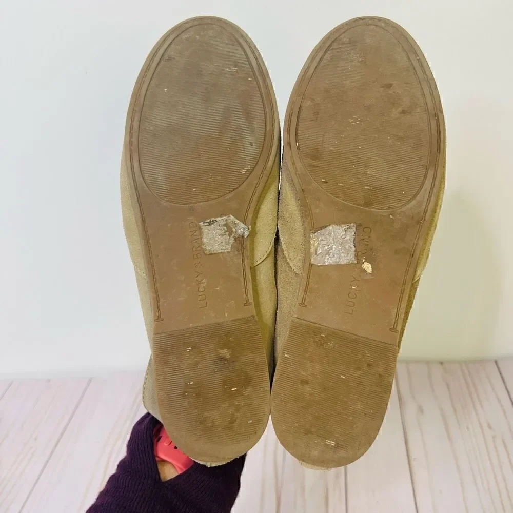 Lucky Brand Tan Suede Slip On Flats Loafers